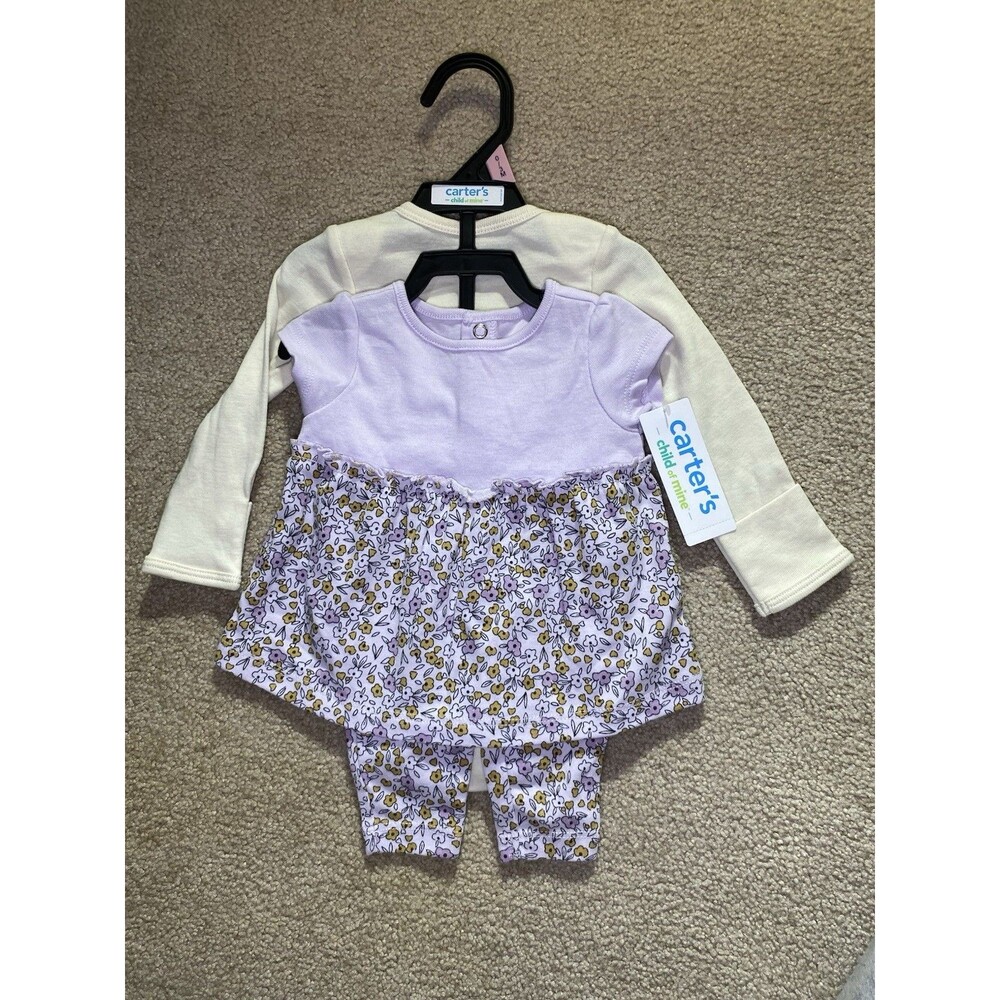 Carter's Child of Mine Baby Girl Outfit Set 0-3M 3pc Hello Little Sister NWT